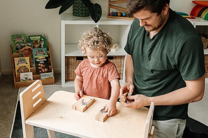 Wooden Animal Chunky Puzzles for Toddlers 2+ Years - Montessori 4 in 1 Complete Animal Collection - Farm, Safari & Woodland Block Puzzle Jumbo Set - Image 3