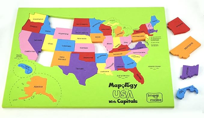 Imagimake Mapology USA Map Jigsaw Puzzle, Learn States, Capitals with Flags - Image 3