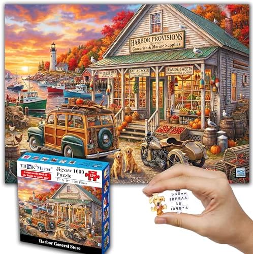 Think2Master Harbor General Store 1000 pieces Large Format Jigsaw Puzzle: 13+, teens, adults & families. Vintage Seaside Small Town Americana Great gift for Nostalgia & 1940s 1950s Size: 26.8” X 18.9” - Image 7
