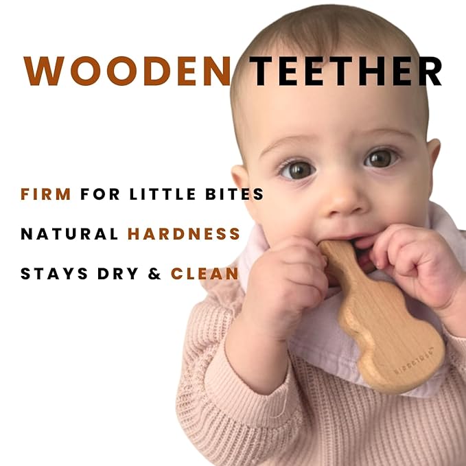 Wooden Montessori Sensory Baby Toy for 0-12 Month - Natural Wood Baby Teether & Rattle - Handcrafted Organic Teething Toy - CPSIA Certified Safe BPA Free No Paint No Plastic - Baby Boy Girl Gift