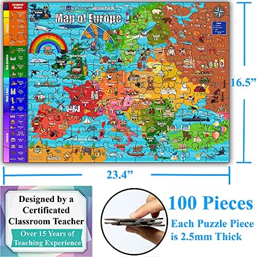 Think2Master Map of Europe 100 Pieces Jigsaw Puzzle. Great Gift. European History. Size:23.4” X 16.5” by Kyle Kim - Image 6
