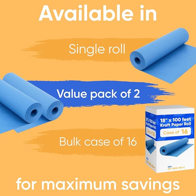 18" x 1200" (100 ft) Dark Blue Kraft Paper Roll (Value Pack of 2), 45 lbs Thickness, Made in USA Colored Kraft Paper for School, Bulletin Board - Odorless, Non-Toxic, Safe for Kids