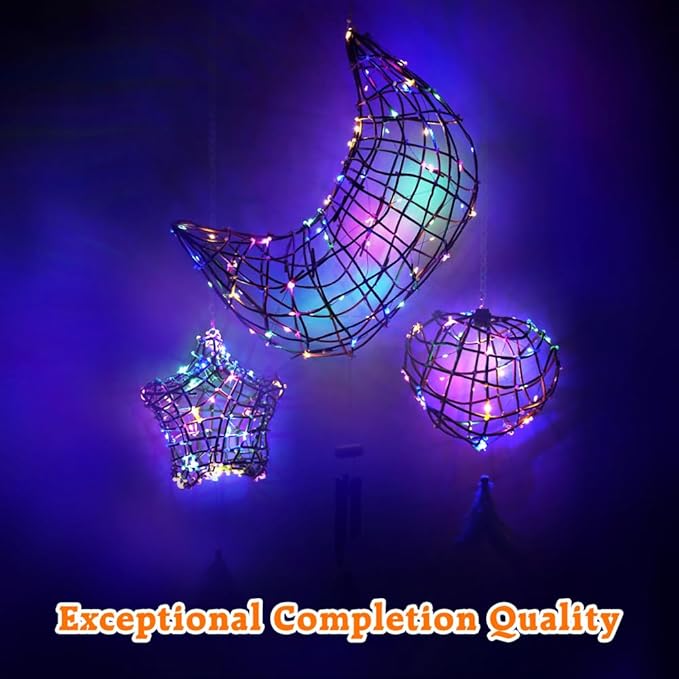 CHARTEKS 3D String Light Craft Kit for Kids, String Art Kit with LED Bulbs and Wind Chime, Arts and Crafts Set, Birthday Gifts for Girls Boys Ages 8+ (with Paint, Paper String)