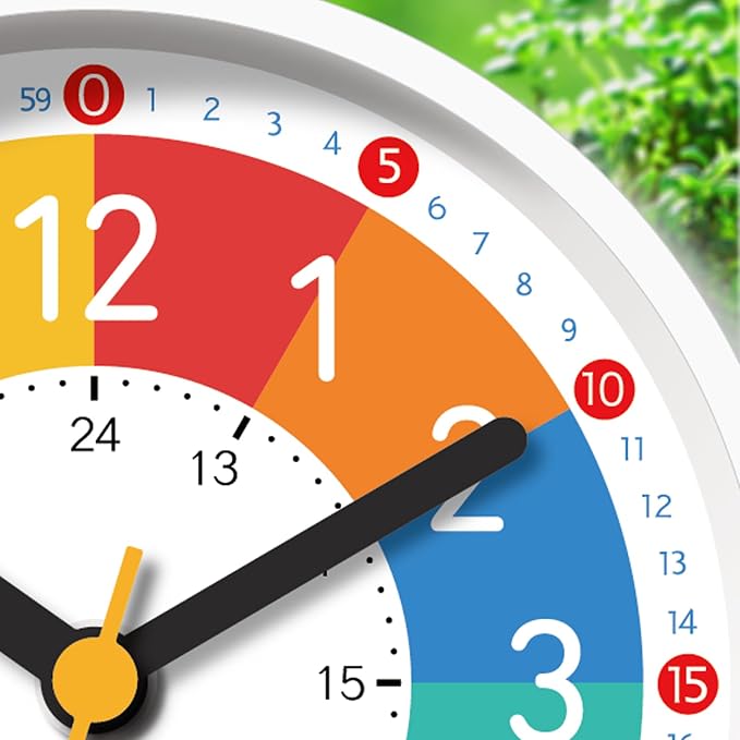 Analog Alarm Clock for Kids Learn to Tell Time with Colorful Dial, Silent Clock Movement, Battery Operated with Back-Light, for Kids,Teens, Travel and Nice Bedroom Decor (White) - Image 2