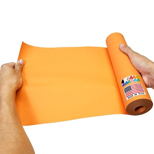 9" x 1200" USA-Made Orange Kraft Paper Roll, 45 Lbs/66 GSM Thickness, American Quality Colored Roll Paper for School, Bulletin Board, Crafts - Odorless, Non-Toxic, Safe for Kids
