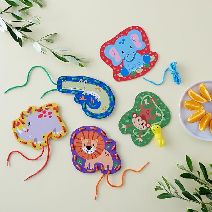 Serabeena Lacing Cards for Kids Ages 3-5 - Safari Animals | 5 Cards - Image 5
