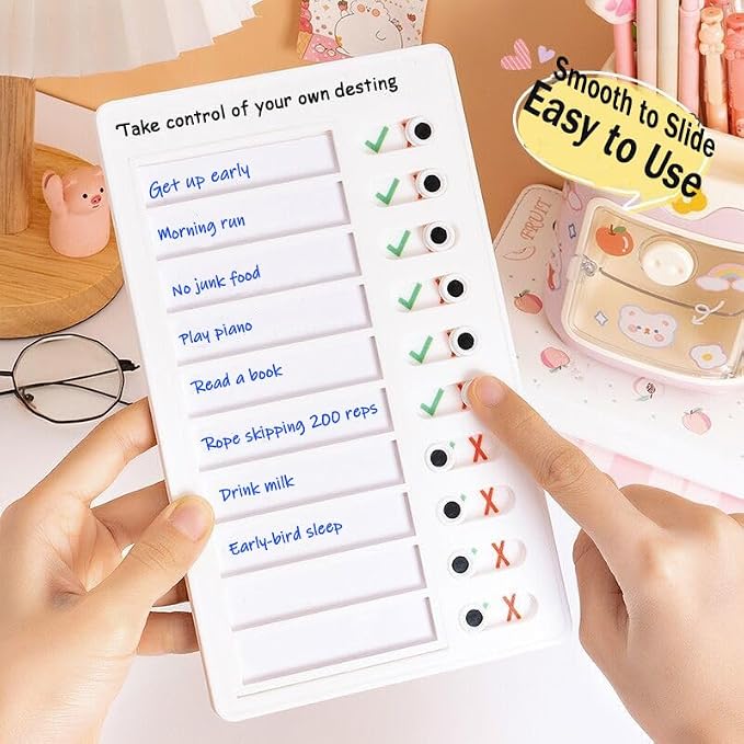 Chore Chart for Adults Kids Chore Chart Plastic Checklist Board Daily to Do List My Chores Task Board Sliding Routine Chart for Kids Rv Reminder with 10 Detachable Cardstock and 2 Markers - Image 6