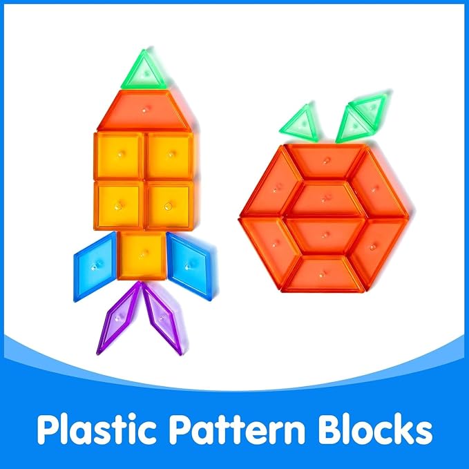 140 Pcs Translucent Pattern Blocks, Geometric Shapes Toys - Image 7