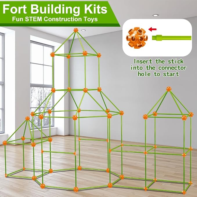 OleFun 180 Pack Fort Building Kits for Kids 4, 5, 6, 7, 8+ Year Old Boys & Girls, Creative STEM Building Toys for DIY Castles, Tunnels, Play Tent, for Aged 5-8, 8-12 - Image 2