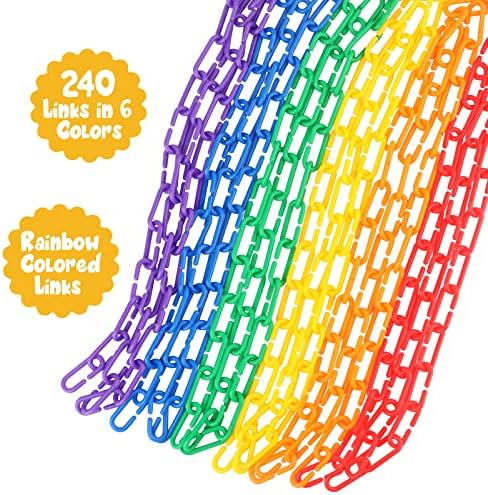 Aizweb 240pcs C-Clips Hooks Plastic Chain Links - Counting & Linking Activity Kit, Sensory Toys for Toddlers, Develops Kid's Fine Motor and Color Recognition & Sorting Skills,Educational Learning Toys - Image 4