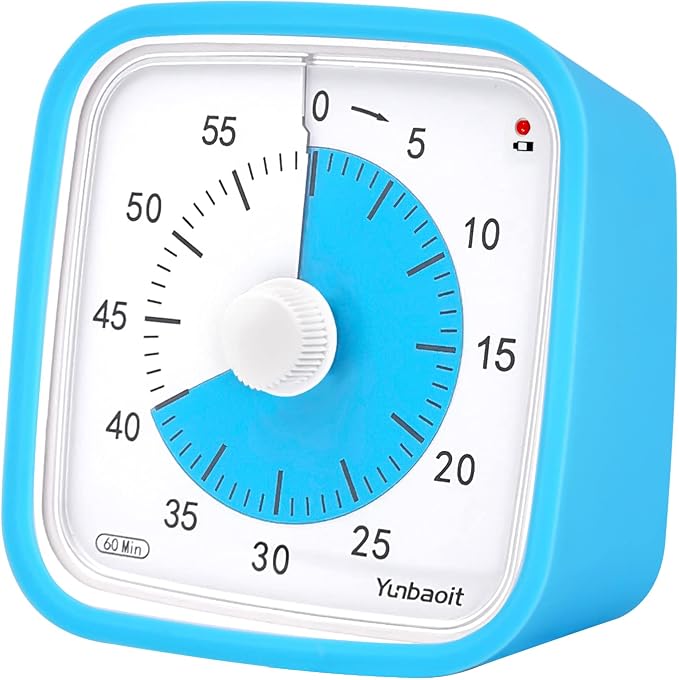 Yunbaoit Visual Timer for Kids, Silent 60-min Countdown Timer, Blue Blue by Yunbaoit