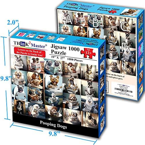 Think2Master Pooping Dogs & Puppies 1000 Pieces Jigsaw Puzzle. Pooping Puppies, Funny Bathroom Decoration, Gag Gift. Teens, Adults, Seniors & Families. Great for13+ Size: 26.8” x 18.9” - Image 6
