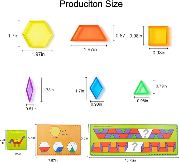140PCS Translucent Pattern Blocks Set with Activity Game Cards, Geometric Shapes, Light Table Accessories, Math Manipulatives STEM Educational Toy for Kids - Image 9