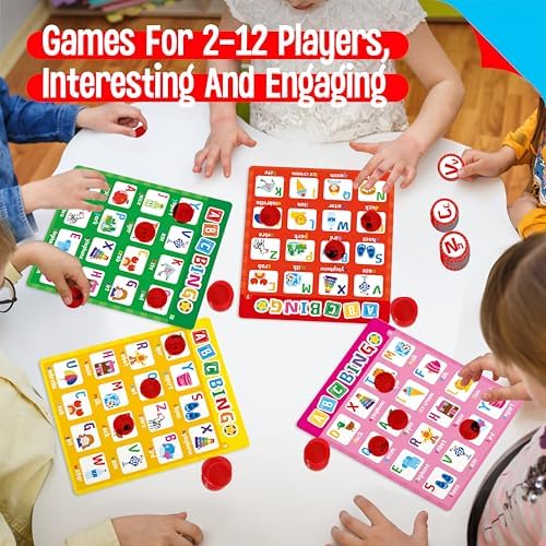 SpriteGru Alphabet & CVC Bingo Game, 12 Bingo Board ABC Letters, CVC Words Phonetic Game, Letters Phonetic Awareness Early Educational Learning Toys - Ages 4 and up, Perfect for Classroom & At Home - Image 6