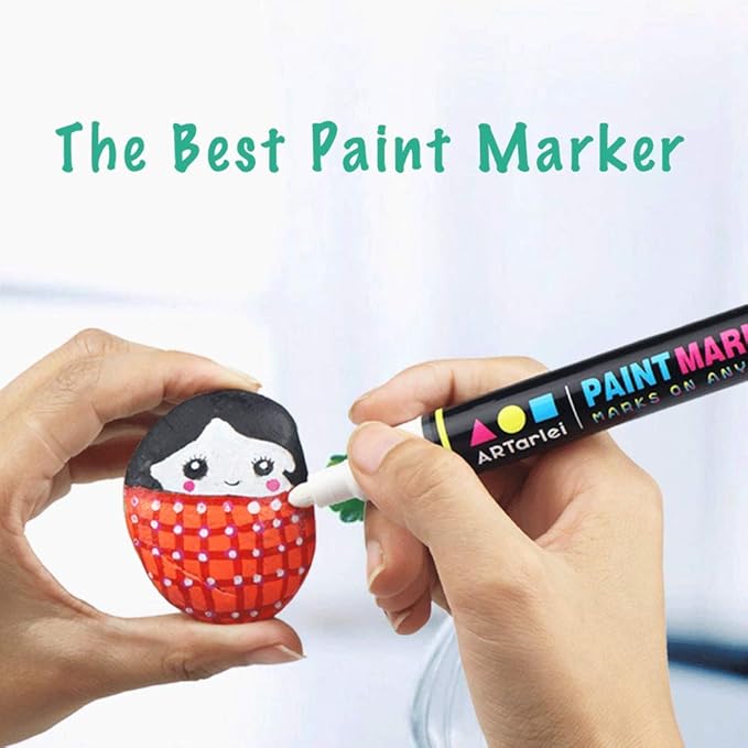 Permanent Markers for Rock Painting, 12 Colors, Medium Point, Quick-Drying, Waterproof, Fade-Resistant, Non-Toxic (A501-2018)