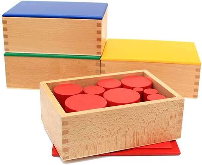 YHZAN Montessori Sensorial Material Knobless Cylinders Kids Wooden Toy (Set of 4) Early Development Tool for Toddlers Wooden Blocks - Image 9