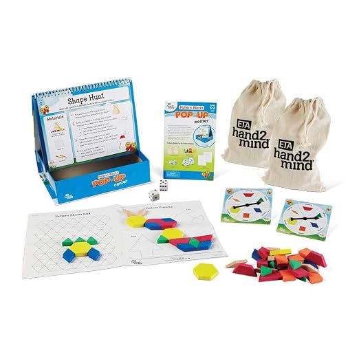 hand2mind Pattern Blocks Pop-Up Learning Activity Center, Create and Play Pattern Blocks, Foam Shapes, 3D Shapes Manipulatives, Geometric Shapes for Kids, Learning Shapes for Kindergarten by hand2mind