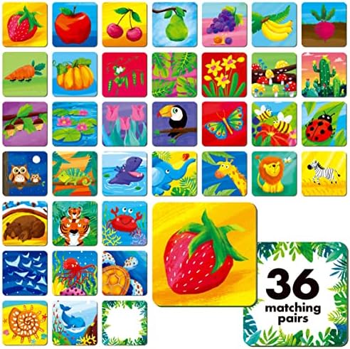 Hebayy Memory Matching Game, 72 PCS Nature Theme Matching Cards for Toddlers 36 Pairs Memory Cards for Preschool 4 5 6 Years Old by Stickyourhappymoment