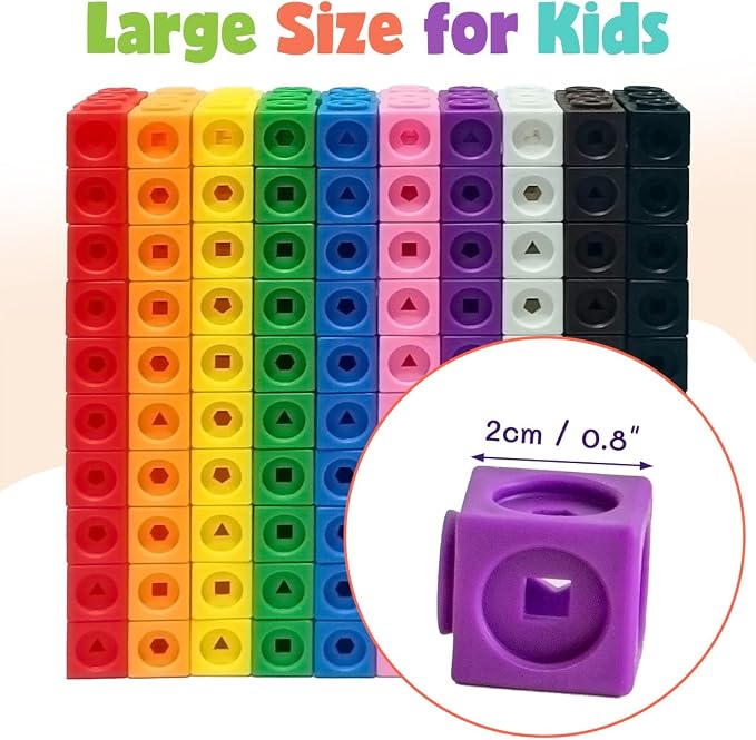 300 Pcs Linking Cubes for Math with Storage Boxes, Kids Counting Blocks for Math STEM Connecting Cubes Math Manipulatives Classroom Learning Supplies for Preschool and Elementary Aged Kids - Image 2