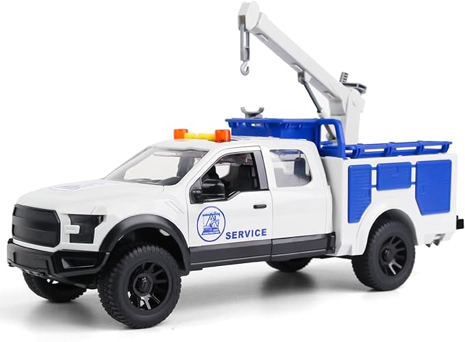 Pickup Truck Toy with Lights and Sound Effects, Featuring a Crane Function and Opening Doors,Toy Cars Gifts for 3+ Year Old Kids (Crane Pickup Truck)