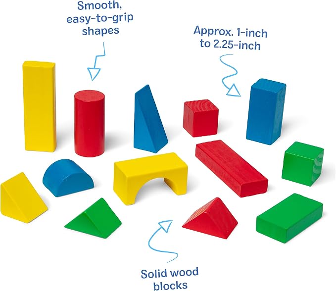 Melissa & Doug Wooden Building Blocks, 100-Piece Set of Sorting & Stacking Toys in 4 Colors and 9 Shapes, Classic Toddler Toys for Girls & Boys Ages 2+ - FSC Certified, Pack of 6 - Image 5
