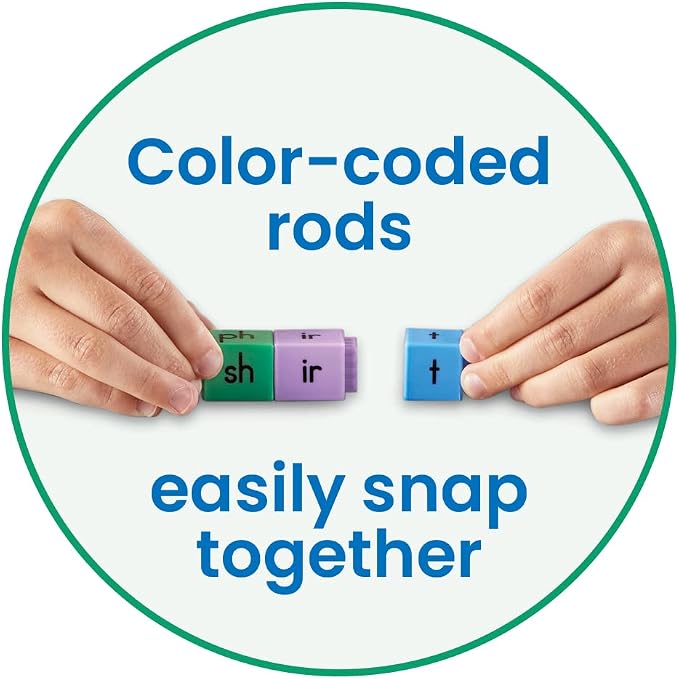hand2mind Reading Rods Phonics Word-Building, Word Building Activities, Spelling Toys, Montessori Alphabet Letters, Reading Tools for Kids, Science of Reading Manipulatives, Phonemic Awareness - Image 3