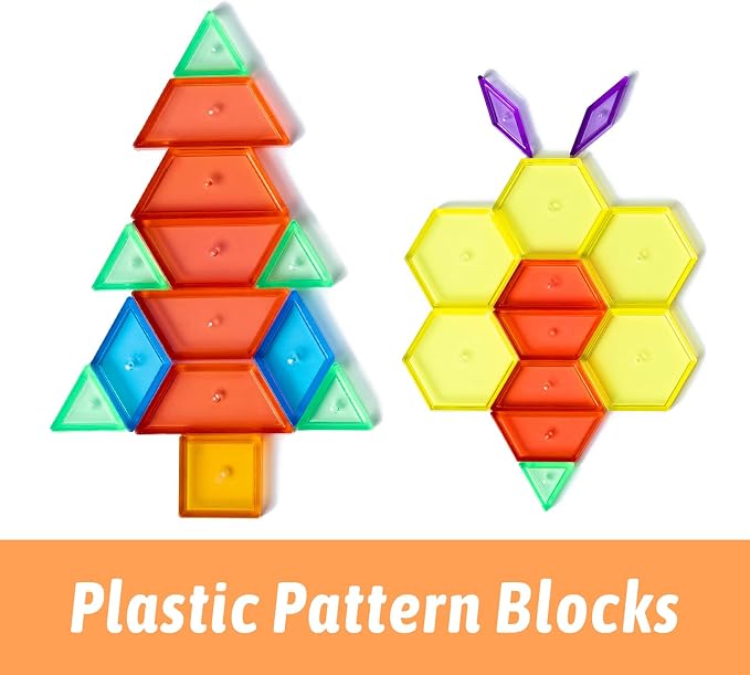 128 Pcs Translucent Pattern Blocks – Geometric Shapes for Light Table - Image 6