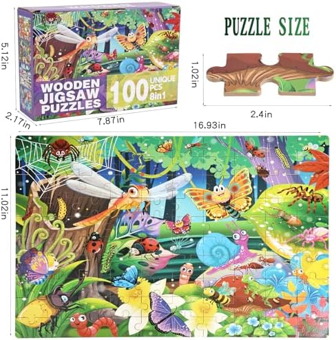 100 Piece Puzzles for Kids Ages 4-6 – Floor Kids Puzzles Ages 6-8 Year Old – Toy for Learning Forest Bugs for 8-10 yo – Jigsaw Toddler Game for Boy and Girl Age5-8 - Image 6