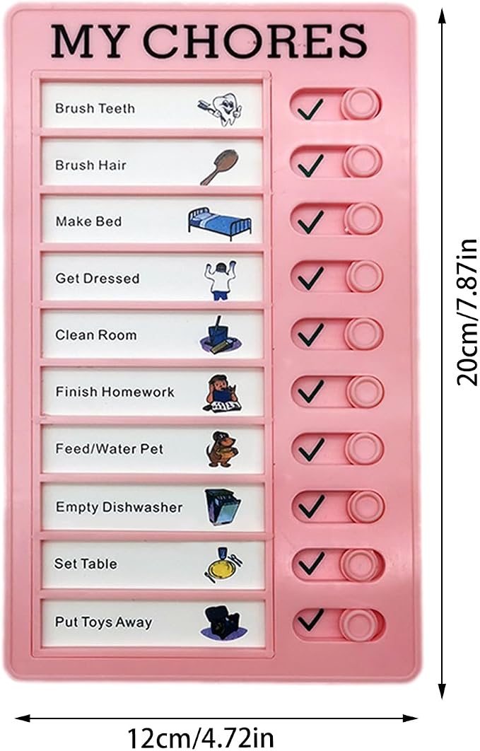 Sliding Routine Chart | Chore Chart for Kids – Daily Planner with Replacement Cardboard, Visual Schedule for Children, Refrigerator Wall or Desk Mount Board, RV Travel Organizer, Task Management Tool - Image 5