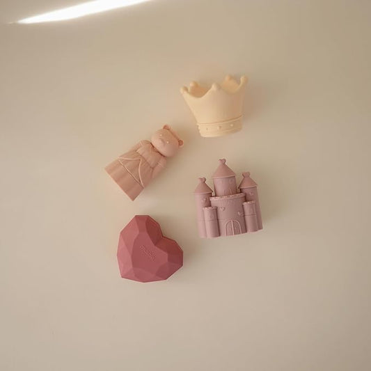 mushie Princess Bath Toys Play Set for Toddlers | 100% Food Grade Silicone | Mold Free, Pack of 4