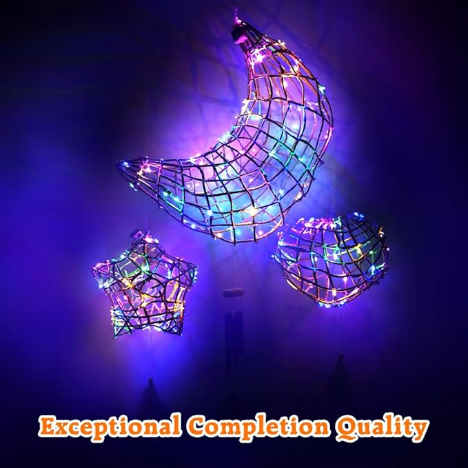 CHARTEKS 3D String Light Craft Kit for Kids, String Art Kit with LED Bulbs and Wind Chime, Arts and Crafts Set, Birthday Gifts for Girls Boys Ages 8+ (with Paint, Corn-Leaf String)