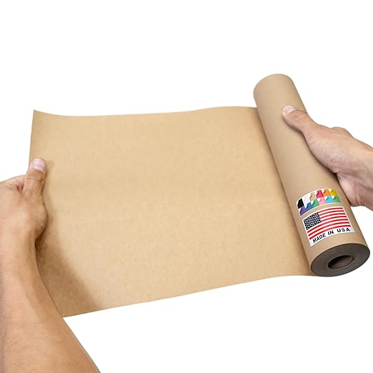 9" x 1200" USA-Made Natural Kraft Paper Roll, 45 Lbs/66 GSM Thickness, American Quality Brown Roll Paper for School, Bulletin Board, Crafts - Odorless, Non-Toxic, Safe for Kids