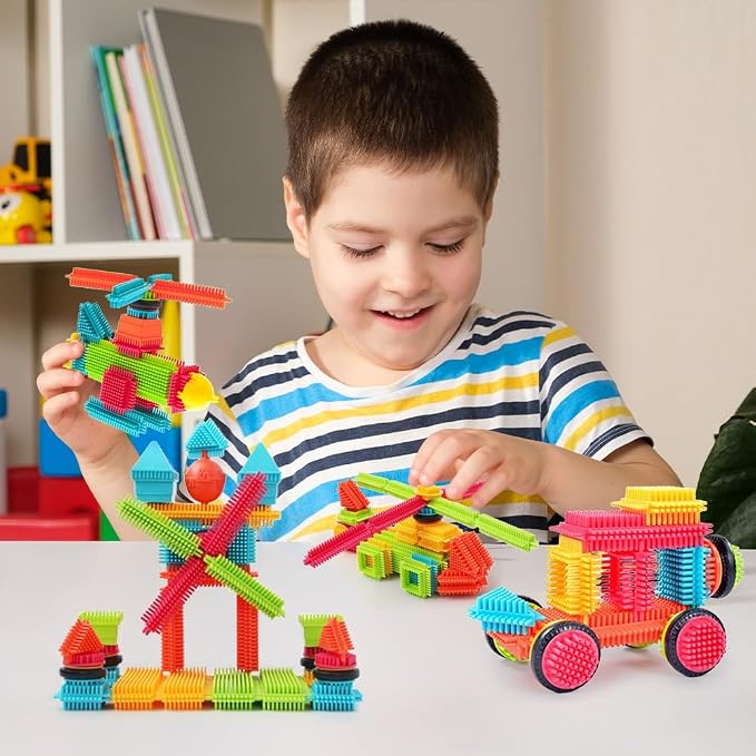 Teytoy 100 Pcs Bristle Shape Building Blocks Toy Set for toddlers Kids - Image 7