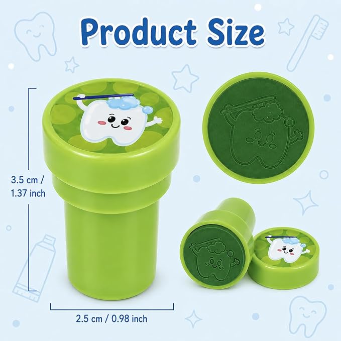 Cinrobiye 24 Pcs Teeth Stampers Party Favor Set, Cute Dental Health Stamps for Kids Birthday Party, Classroom Rewards, Educational Learning Toys, Goody Bag Fillers, Dental Care Party Supplies - Image 2