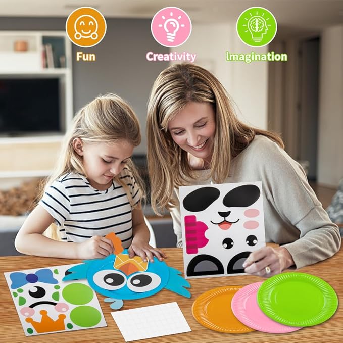16 Pack Arts and Crafts for Kids, Toddler Crafts Animal Paper Plate Art Kit Gift for 3 4 5 6 Year Old Boys Girls DIY Kids for Birthday Party Favor Preschool Classroom Party Games