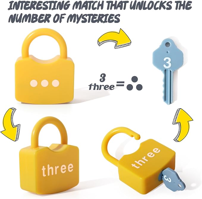 Dinhon Montessori Number Lock Key Toy Learning Game for 3-5 Years Old Kids - Image 3