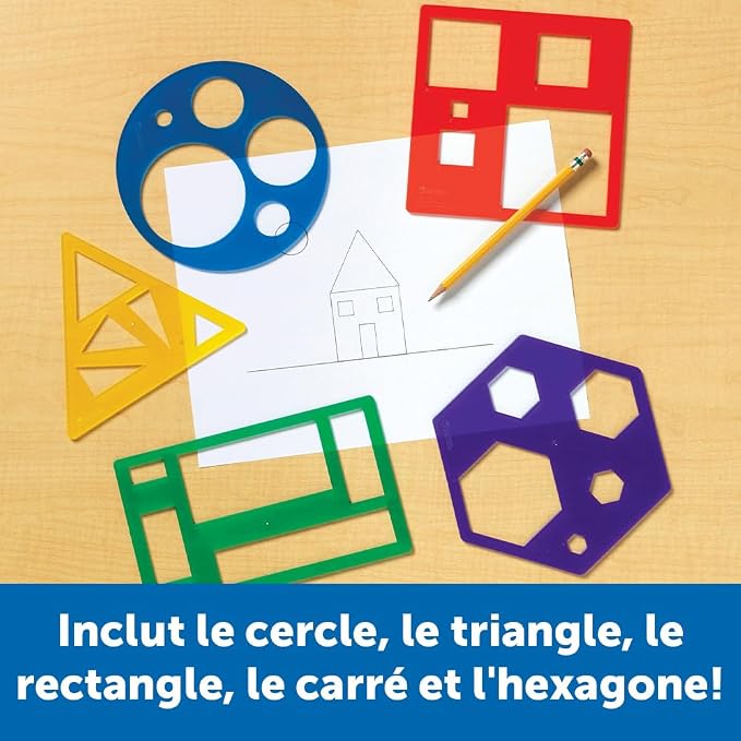 Learning Resources Primary Shapes Template Set - 5 Pieces, Ages 4+ Homeschool and Classroom Supplies, Geometric Shapes, Tracing Helper for Kids - Image 4