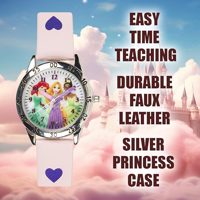 Disney Princess Time Teacher Watch for Kids – Easy Analog Time Learning, Colorful Princess Design, Adjustable Strap - Image 3