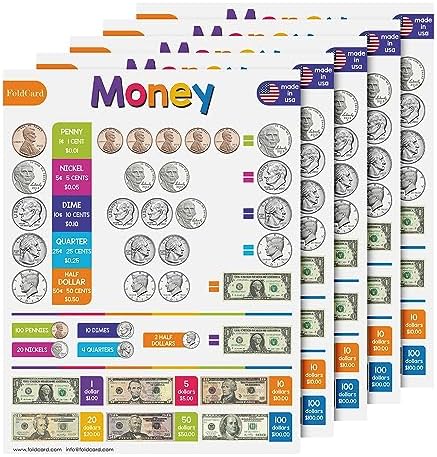FoldCard U.S. Money Chart Educational Poster 8.5x11 5pk by FoldCard