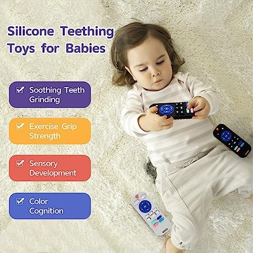 Hooku 2 Pack Silicone Teething Toys for Babies 0-6 Months, Teethers for Babies 6-12 Months, Remote Teether for Baby, Sensory Toys for Babies, Baby Chew Toys - Image 5