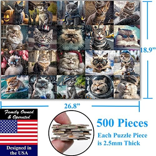 Think2Master Cute Cats 500 Pieces Jigsaw Puzzle Featuring Large Pieces & heartwarming Kittens. for Adults, Seniors & Families. Great Gift 13+ Size: 26.8” x 18.9” - Image 2