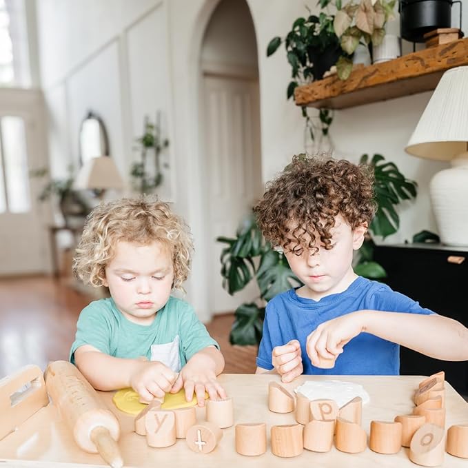 Alphabet Playdough Stamps for Kids - Lowercase Letter Stamp Set - ABC Toddler Clay Dough Stampers