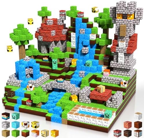 150PCS Magnetic Blocks-Magnetic Building Blocks Magnetic Tiles Stacking, Build Mine Magnet World Set, STEM Montessori Sensory Toys for Toddlers Kids Boys Girls Ages 3-5 6-8 Christmas Birthday Gifts by BuildCreateExplore