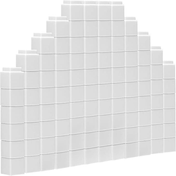 100 Pcs White Linking Cubes for Math Counting Cubes Manipulatives Plastic Counting Block Manipulative Classroom Learning Supplies for Educational Preschool Activities Boy Girl (White) by Unknown