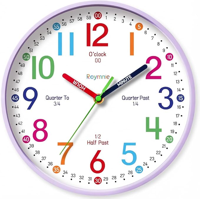 Roymnie Wall Clock 8" for Kids Learning Battery Operated Teaching Silent by Unknown
