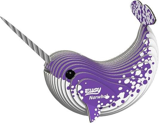 Eugy Narwhal 3D Puzzle, 23 Piece Eco-Friendly Educational Toy Puzzles for Boys, Girls & Kids Ages 6+