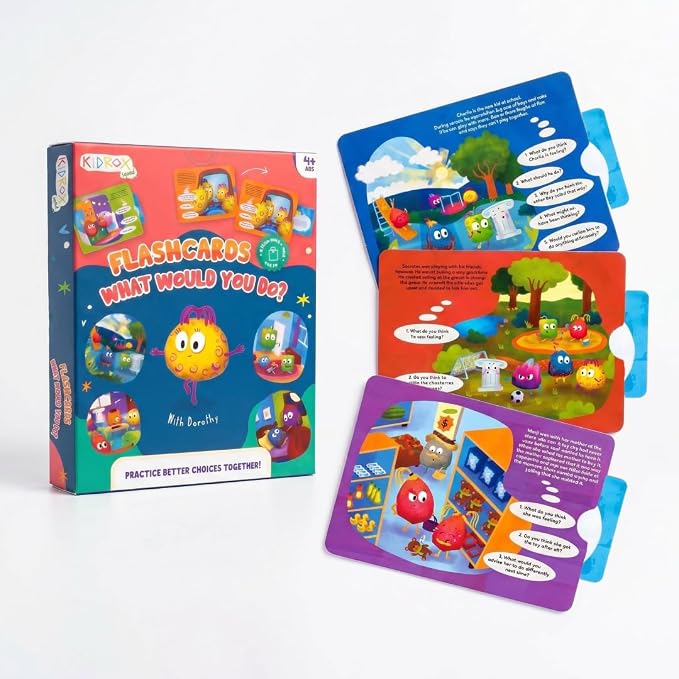 Kidrox What Would You Do? Flashcards – 20 Emotional Intelligence Scenarios for Kids Ages 4+ | Pull-Tab Cards | Practice Empathy & Problem-Solving with Dorothy | Psychologist-Developed by Kidrox