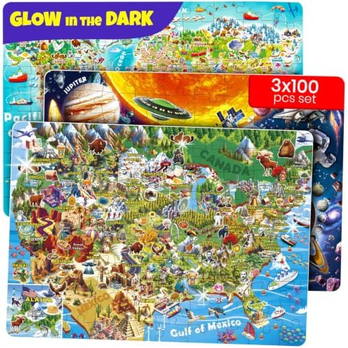 100 Puzzles for Kids Ages 4-6 - Educational Map Kids Puzzles Ages 6-8 by QUOKKA