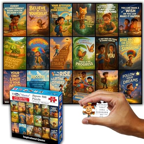 Think2Master Motivational & Inspirational Collage 500 Pieces Very Large Pieces Jigsaw Puzzle: 13+, Teens, Adults & Seniors. Fosters Growth Mindset - Vibrant Wall Art. Great Gift. Size: 26.8” X 18.9” - Image 7