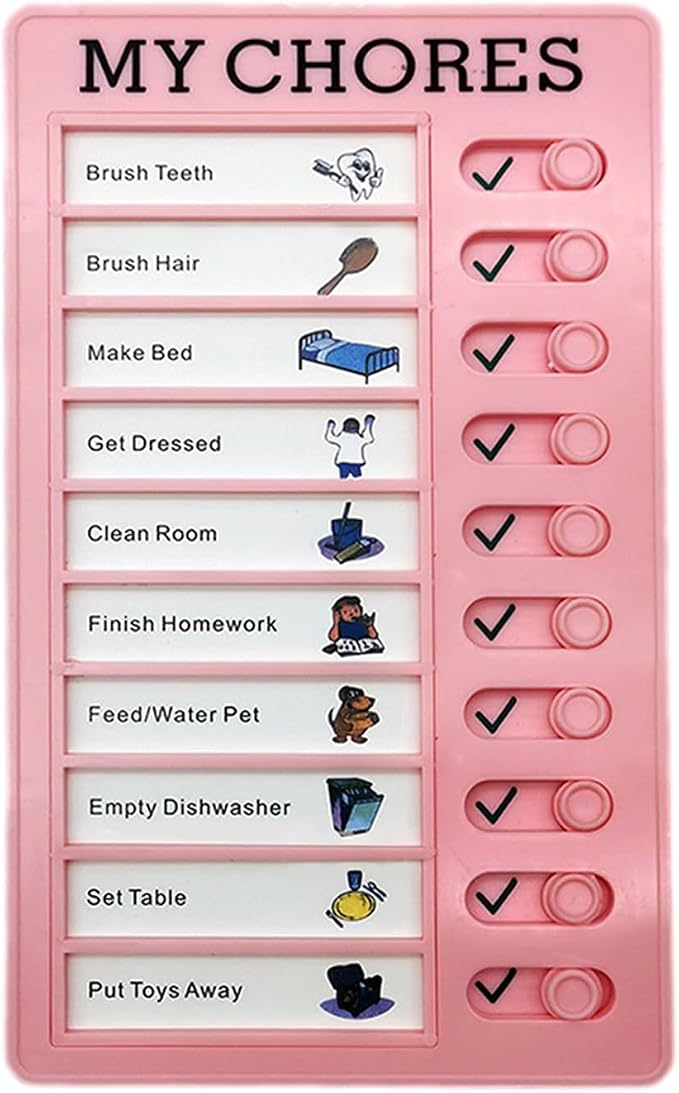 Sliding Routine Chart | Chore Chart for Kids – Daily Planner with Replacement Cardboard, Visual Schedule for Children, Refrigerator Wall or Desk Mount Board, RV Travel Organizer, Task Management Tool by Unknown